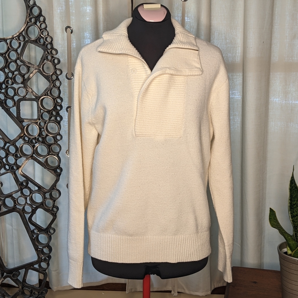 Armani Exchange wool blend collared off-white sweater Medium